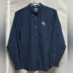 Abercrombie & Fitch Signature Icon Slim Oxford Shirt in Navy Blue XXL
